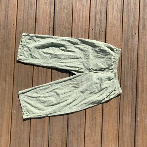 Green and flowy hippie pants with a drawstring